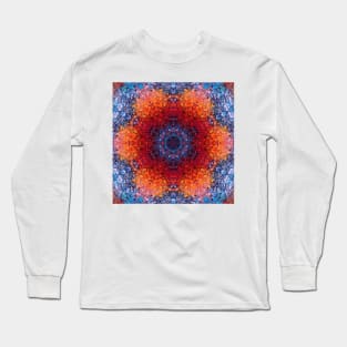 Digital Mandala Red Orange and Blue Long Sleeve T-Shirt